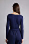 F8572Axnv134 Navy Blue Belted Long Sleeve T-Shirt - 5