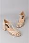 Seç 2626 genuine leather high heel shoe (heel height: 6.5 cm) beige patent - 5
