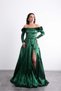 Strapless, Long Sleeves, Shoulder Accessories, Long, Elegant Taffeta Evening Gown - 6