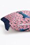 Pink Feather Detailed Peacock Patterned Fringed Throw Pillow Cover - Navy Blue Tasseled Bohemian Cover - 5
