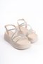 Riley Thin Buckle Stone Striped Orthopedic Sole Women's Sandals Ckt - Cream - 4