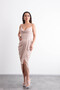 Strappy Collar, Sparkling, Brooch Detailed, Slit, Stylish Evening Dress - 7