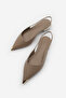 Women's Pointed Toe Front Gold Detailed Open Back Gold Painted Heel Ballerinas Dufis Mink