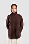 Ribbed Detailed Cotton Voile Shirt Bitter Brown - 3