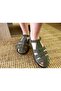 Women's Genuine Leather and Khaki Suede Sandals - 2