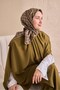 وشاح حريري من التويل بنقشة مربعات باللون البني - 3