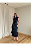 Navy Blue Denim Dress with Accessories - 8192