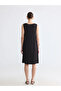 Black Crew Neck A-Line Dress - 5