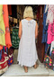 White Color Front Short and Tie Back Striped Italian Linen Dress - 3