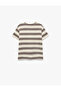 Crew Neck Short Sleeve Striped Oversize T-Shirt - 2