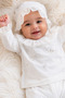 Floral Embroidered Scallop Detailed Seasonal Cotton Newborn Baby Girl Hospital Discharge Bodysuit Set 0-3 Months - 6