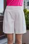Women's Silky Soft Textured Modal Fabric High Waist Pleated Shorts with Side Pockets-Stone - 5