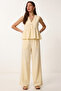 Linen Blouse Trousers Set Laz0009 Yellow - 3