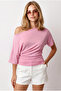 Women's Pink Drape Detailed Viscose Blouse Blz-19003359 - 4
