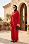 Women's Waist Gathered Stone Buttoned Hijab Double Set