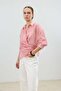 Pink Double-Breasted Striped Women's Shirt