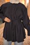 Anthracite Buttoned Sleeve Elastic Waist Drawstring Modal Woven Shirt - 4