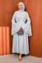 Baby Blue Spanish Sleeve Tulle Dress with Waist Tie - 4