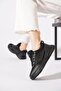 Harted Side Flame Embroidered Women's Sports Shoes Black - 4