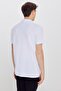Non-Curling Pique Polo Collar Men's White T-Shirt - 7