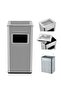 Stainless Steel Commercial Trash Can with Lid, 30L Square Garbage Bin with Removable Inner Bucket & Built-In Ashtray
