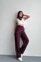 Women's Burgundy Stone Detailed Scarf Detail Wide Leg High Waist Trousers - 3