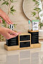 Black Bamboo Bathroom Organizer with Drawer, Liquid Soap Dispenser and Toothbrush - 2