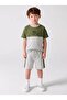 Boy's Combed Cotton T-Shirt and Shorts Set with Front Print, 2-Piece Set, Khaki Green