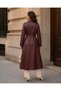 Belted Faux Leather Trench Coat - 3