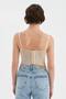 Women's Tulle Detailed Design Crop Corset with Adhesive Stones - 3