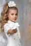 Girl's White Dress with Ribbon Detail at the Collar and Daisy and Stone Embroidery on It - 6