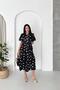 Women's Black Shirt Collar Balloon Sleeve Floral Printed Summer Midi Dress ----- Nbk4617 - 3