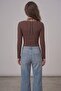 Lace Tie-Up Bodysuit Brown - 4