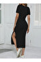 Women's Short Sleeve Square Neck Side Slit Ribbed Camisole Dress - 5
