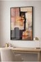 Earth Tones Abstract Geometric Glass Painting - Black Metal Framed Home, Business, and School Painting