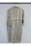 Women's Beige Italian Cut-Off Sleeves with Pockets Oversize Long Linen Kaftan 40 - 48 Size - 3
