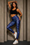 Women's High Waist Digital Patterned Gathering Sports Leggings - 5