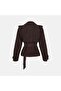 Women's Bitter Brown Belted Short Suede Trench Coat - 3