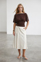 Women's coffee boat neck buttoned sandy blouse alc-x15536 - 4
