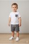 Baby Boy and Child Henley Collar Shorts Set - White & Anthracite