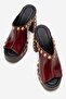 Women's Genuine Leather Clogs Slippers 6368 Bordo - 3