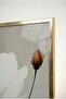 Gray and White Floral Modern 2-Piece Glass Painting Set with Gold Metal Frame for Home and Office - 4