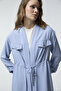 Belted Cover Pocketed Flowy Gray/Blue Suit 1212 - 2