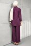 Plum Buttoned Tunic Trouser Suit - 5