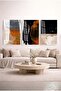Volcanic Breeze and Burnt Orange Toned 3-Piece Glass Painting Set with White Metal Frame for Home and Office