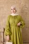 Women's Sleeveless Drawstring Detail Waist Tie Dress Fat Green - 3