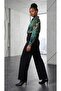 Women's Black Double Face Fabric High Waist Wide Leg Plus Size Pants - 2