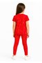 Girl's Red Glitter Cherry Detailed Leggings and Top Set with Short Sleeves - 2