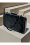 Black Laser Waterway Pattern Women's Evening Dress Bag with Black Stone Handle Detail for Wedding Engagement Graduation - 2