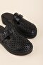 Genuine Leather Comfort Sole Comfortable Daily Sabo Slippers Irm.230 Black - 2